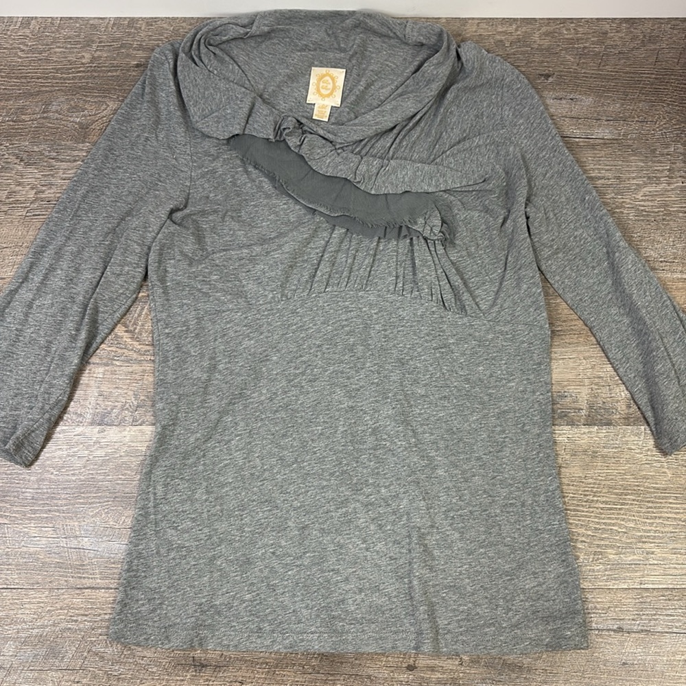 Anthropologie Ric Rac Ruffle Cowl Neck Top Size Medium - Picture 2 of 8